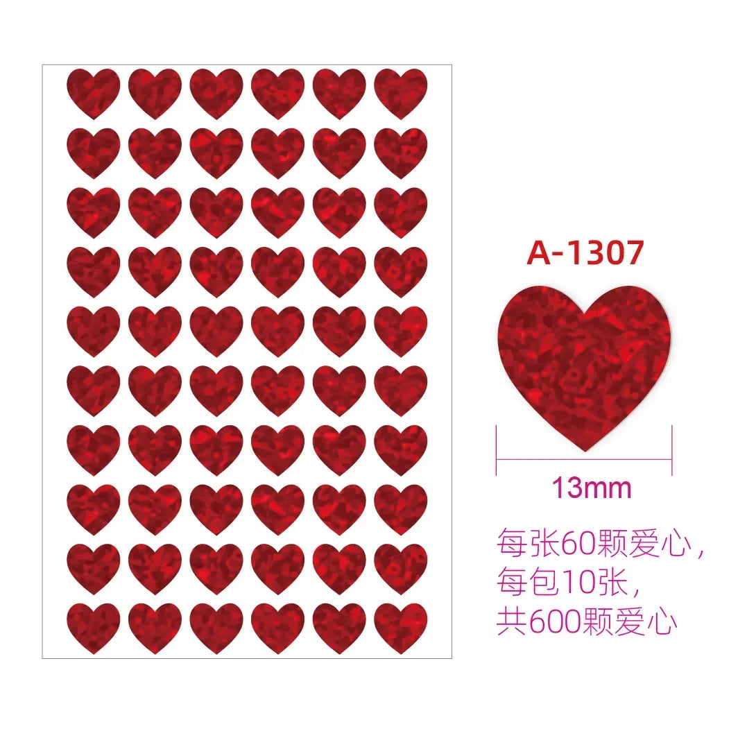 10sheet Glitter Heart Style Sticker for DIY Decor Scrapbook Journal 3MM Mini Heart additional angle