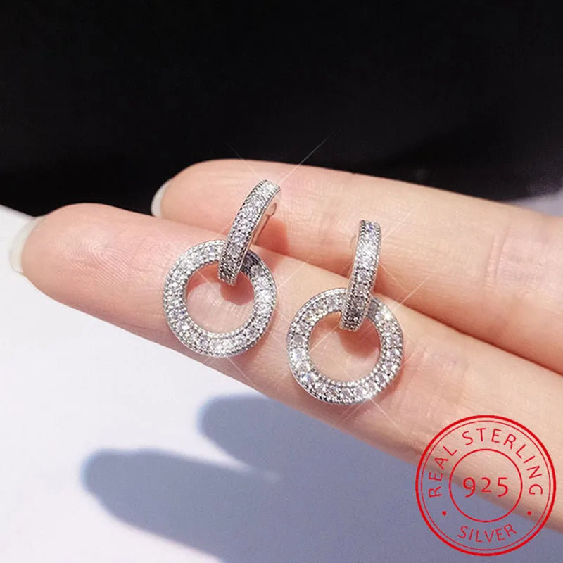 Moissanite Diamond Earrings 925 Sterling Silver D Color VVS1 Moissanite Classic Circle Stud Earrings