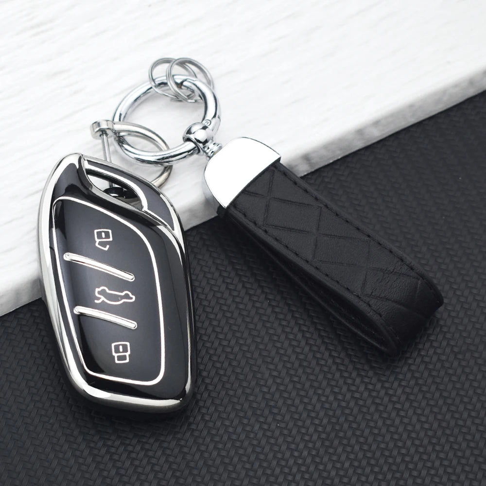 Soft TPU Car Key Case Cover Fob For MG ZS EV MG4 HS EHS MG5 MG6 MG3 MG7 GT ZX For R additional angle