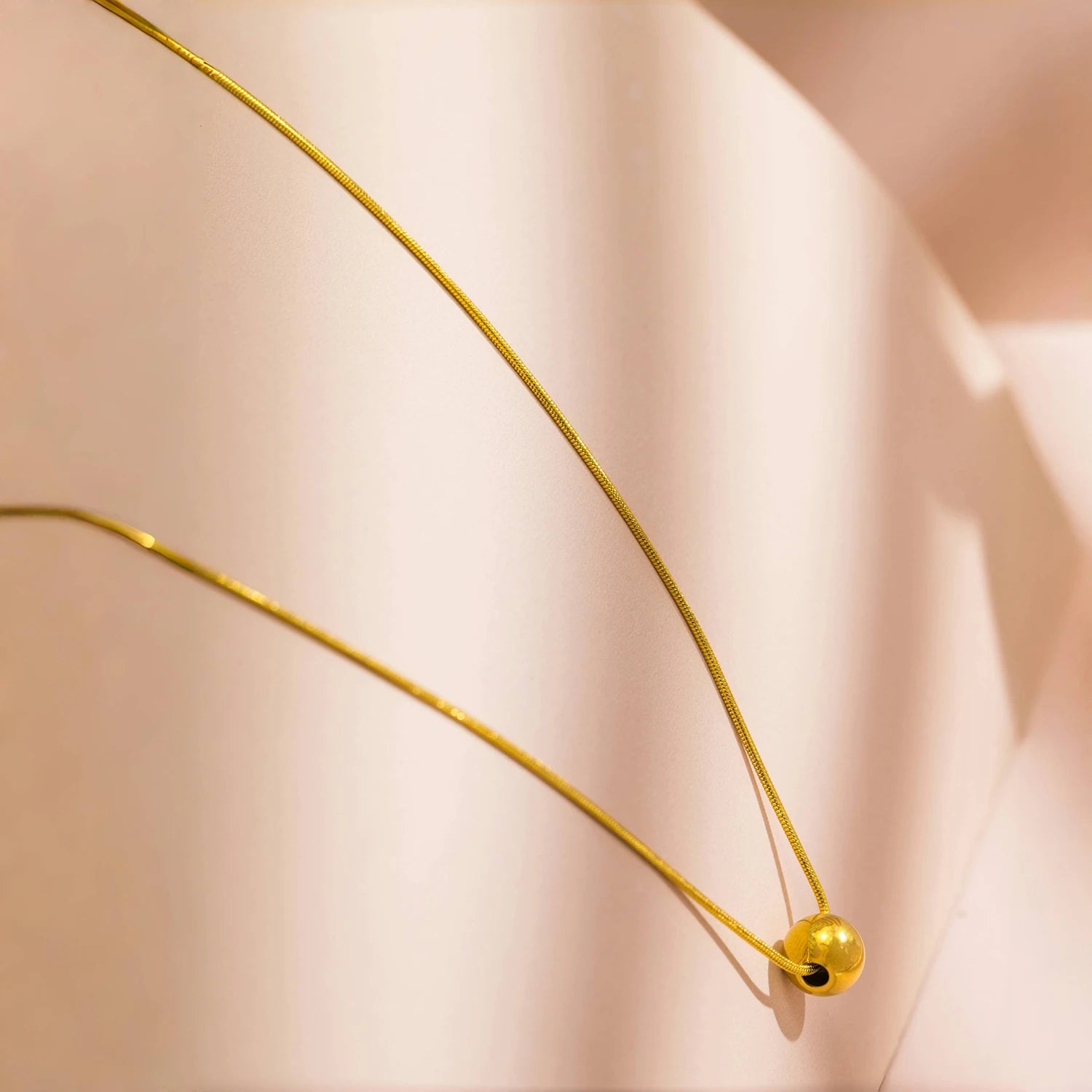 Minimalist Round Bead Necklace | Stainless Steel Handmade Chain for Women lifestyle view