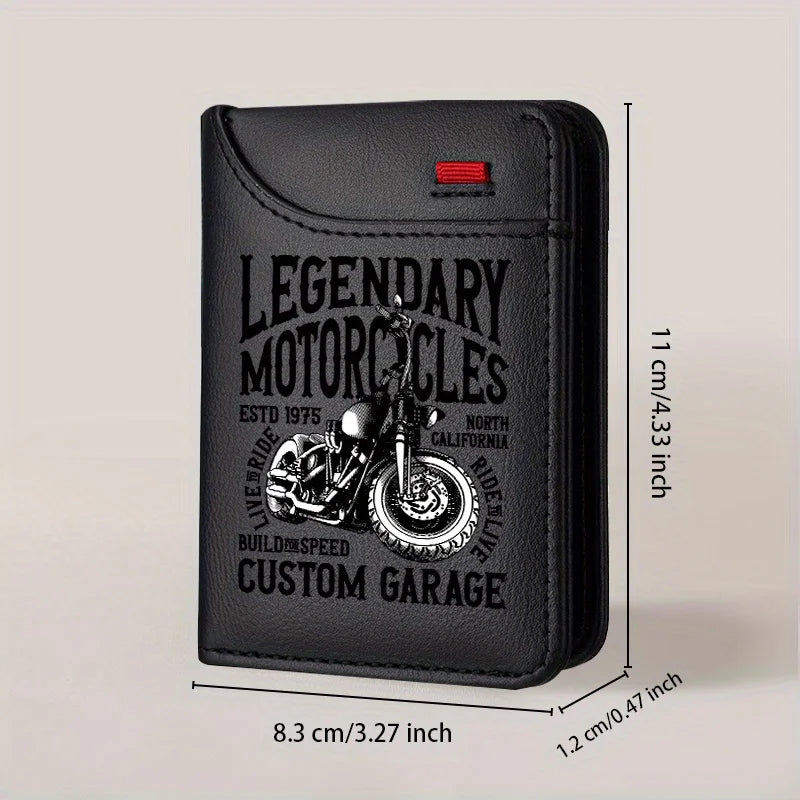 Men's Retro Faux Leather Wallet | Vintage Motorcycle Style Slim Business Card Holder lifestyle view