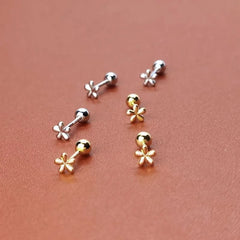EVSIPOL Tiny Stainless Steel Screw Back Flower Stud Earrings for Women Girls Simple C alternate view