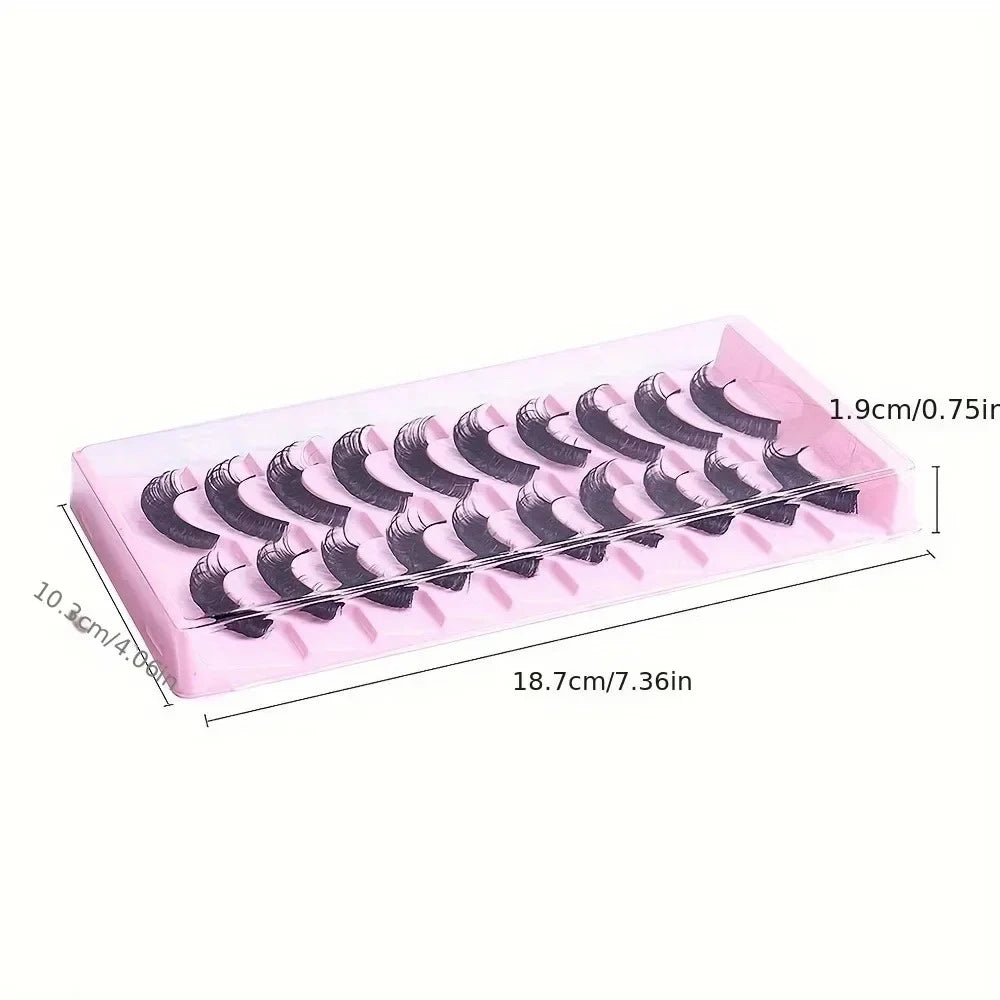10 Pairs D Curl False Eyelashes Russian Volume Strip Lashes Fluffy Thick Wispy Fake Ey close-up view