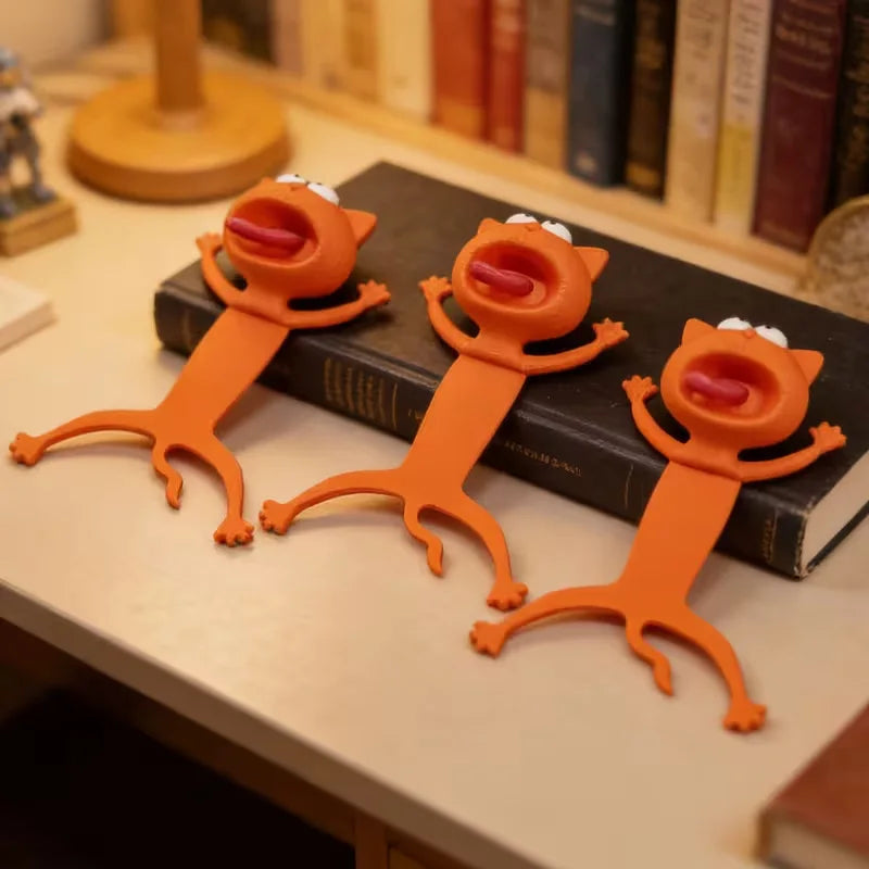 Funny3D Stereo Lazy Cat Bookmark Creative Reusable Waterproof Animal Reading Book Mark for Birthday