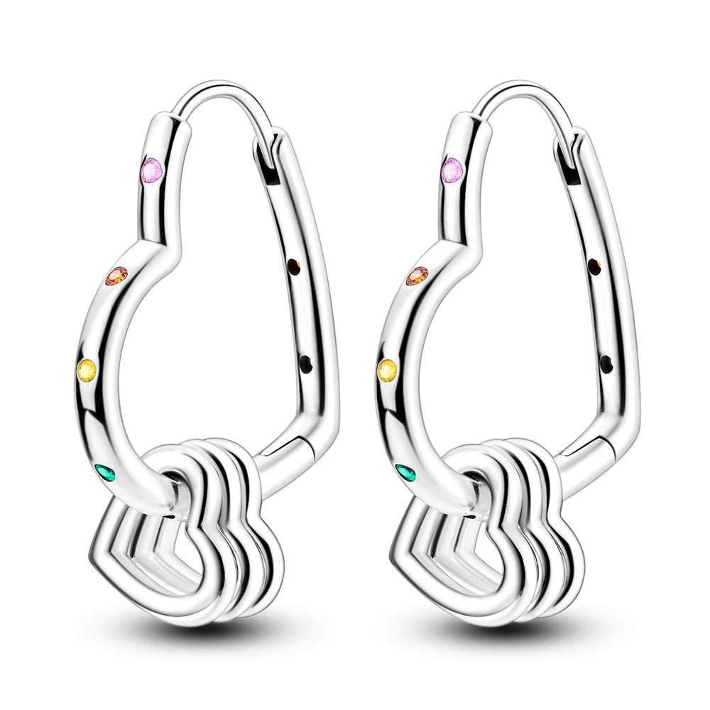 Original 925 Sterling Silver Women Hoop Earrings High Quality Shine Zircon U Shaped C alternate view