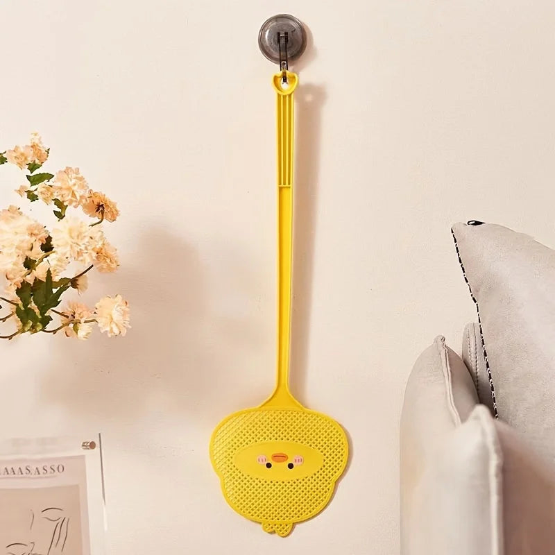 1pc Cute Cartoon Fly Swatter with Extended Handle | Durable Mosquito Killer close-up view