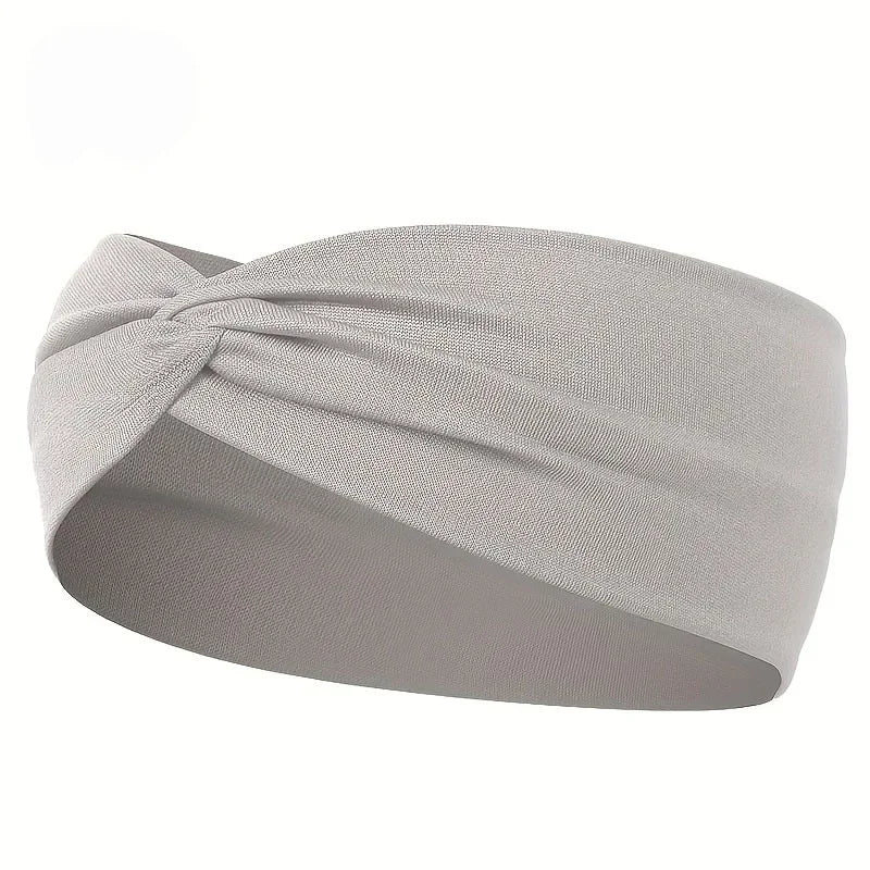 Simple Solid Color Cross Knotted Elastic Wide Headband Women Unisex Sports Yoga Hair alternate view