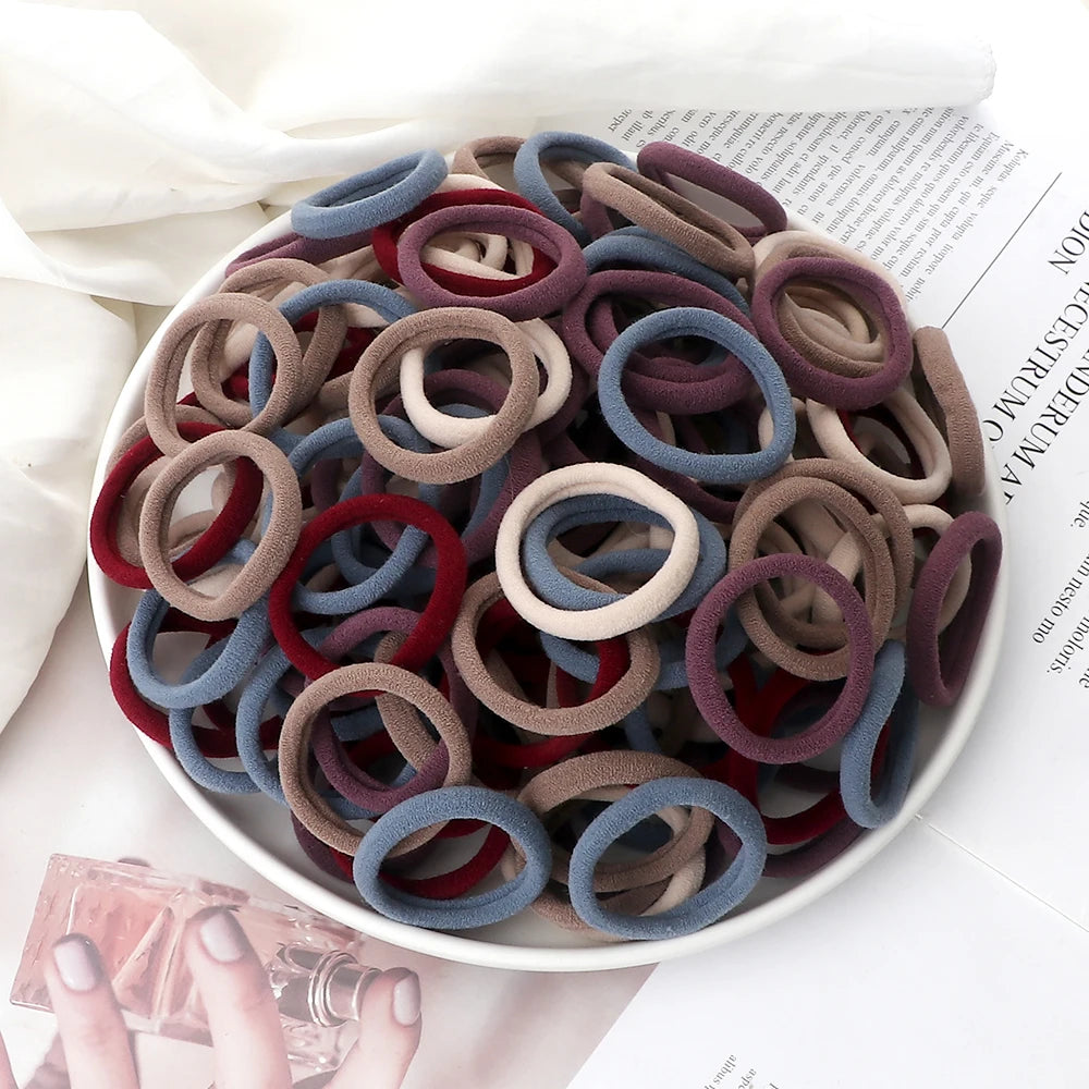 51 Colors Basic Elastic Hair Band for Girls 20/30/50PCS 4cm Simple Solid Color Headba alternate view