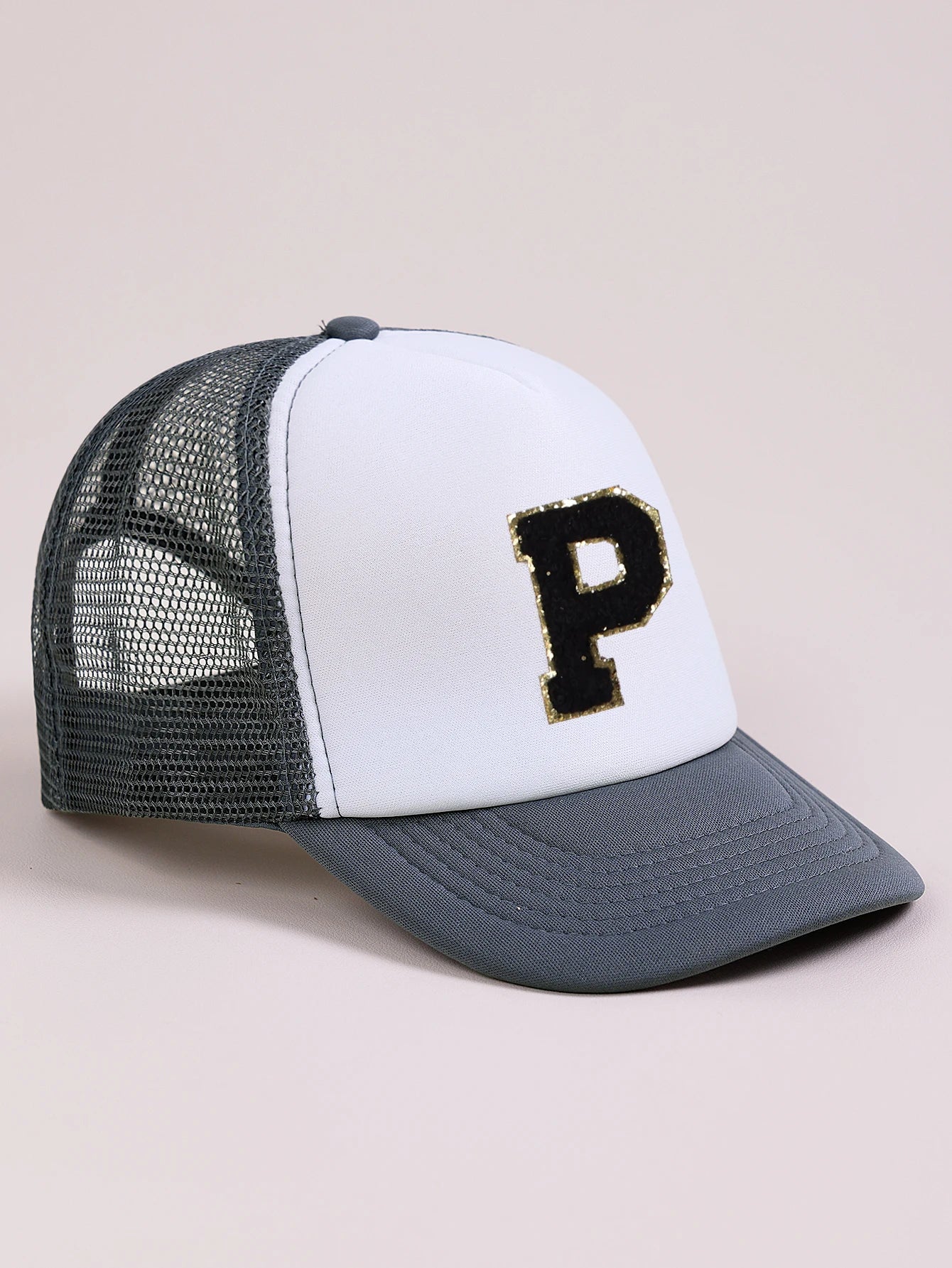 1pc Gray Hat With 26-Letter Pattern | Kids Baseball Cap for Boys and Girls additional angle