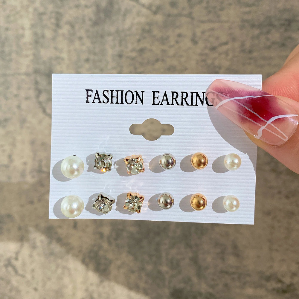 104 Pcs/Set Fashion Metal Pearl Zircon Earrings Butterfly Necklaces Bracelets Rings C alternate view