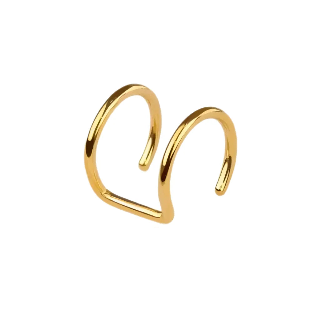 Stacking Punk Double C-shaped Ear Cuffs for Women Non Piercing Earrings Clip On Fake Hel detail view