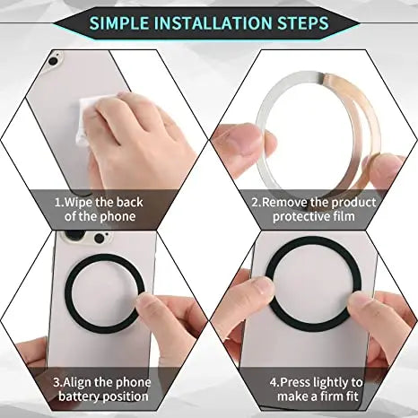 Universal Metal Rings Plate Magnetic Wireless Charger Sticker for Magsafe Wireless Cha close-up view
