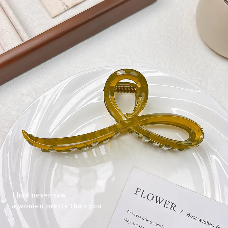 Elegant Jelly Color Bow Hair Claw For Women Girls Sweet Hair Ornament Back Headband Hair detail view
