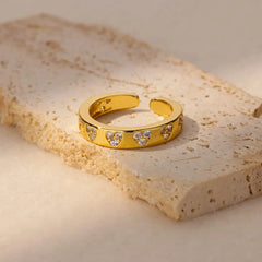 Zircon Geometric Heart Rings For Women Stainless Steel Gold Color Wedding Ring Luxury Ae detail view