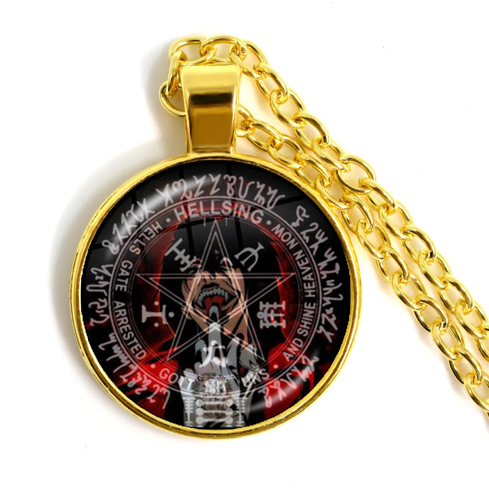 Hellsing Alucard Pentagram Pendant Necklace 25mm Glass Cabochon Pentagram Statement P alternate view