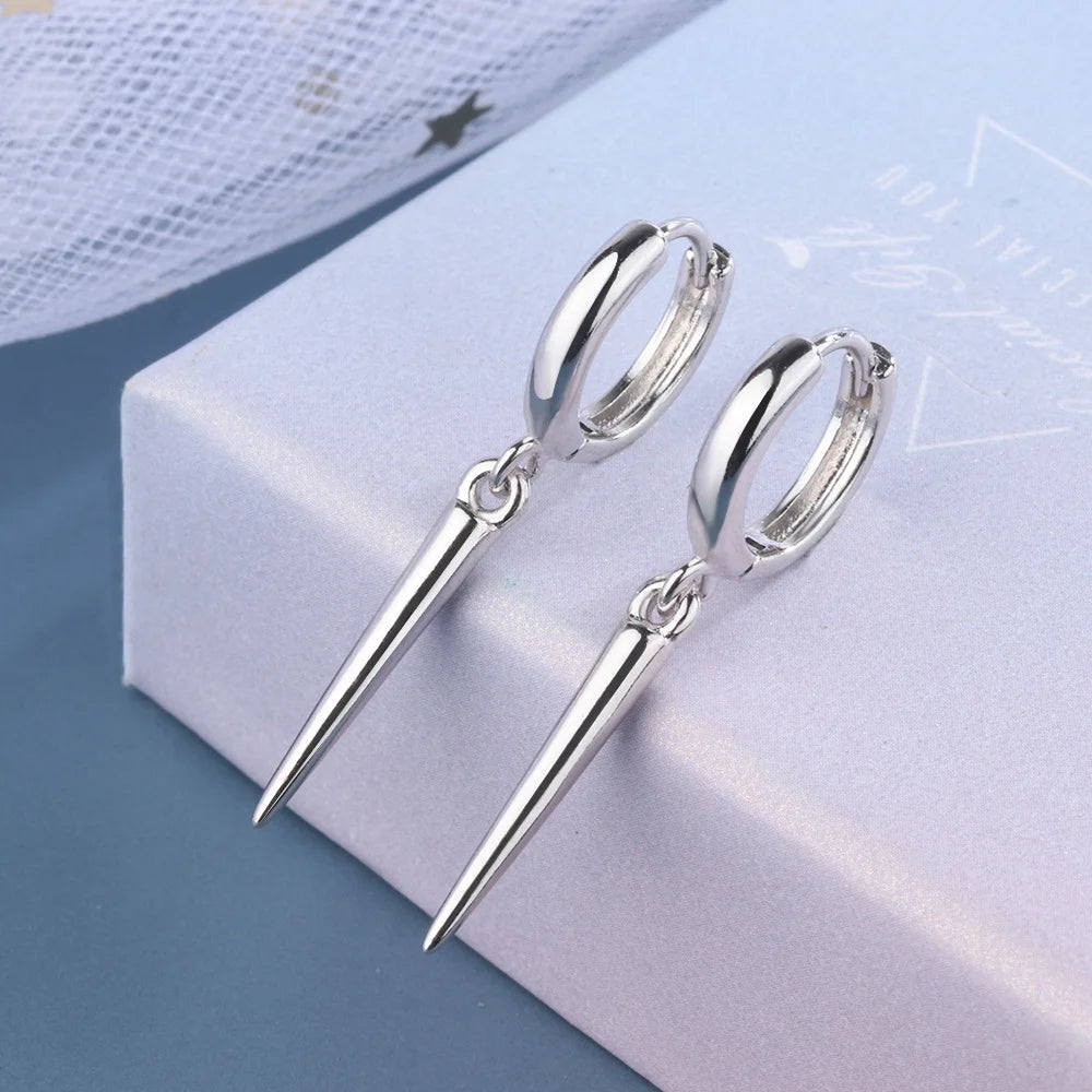 925 Sterling Silver Earrings Cone Pendant Electroplated Gold Women's Elegant Fashion alternate view