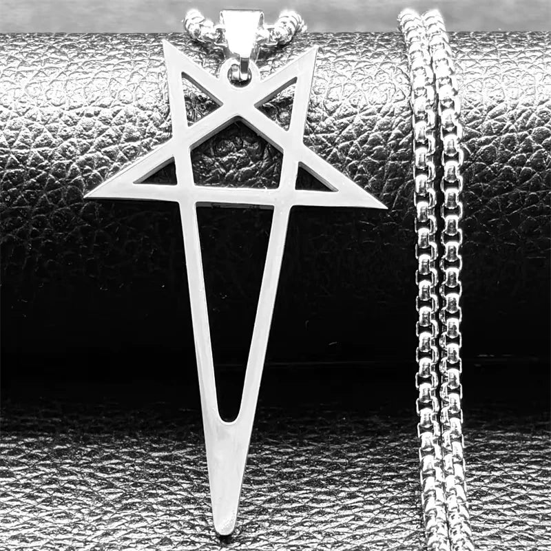 Pentagram Spike Rivet Hoop Earrings | Stainless Steel Gothic Punk Jewelry additional angle