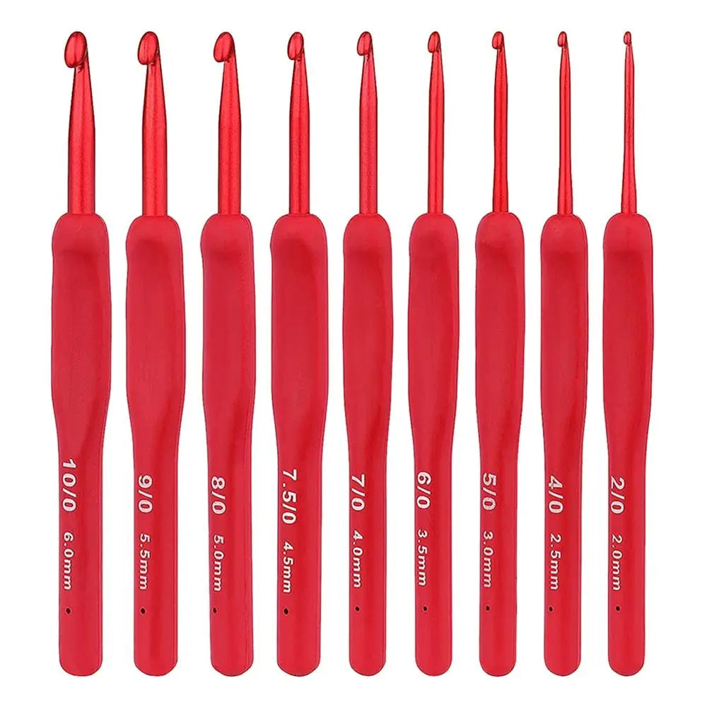 1Pcs Red Crochet Hook Silicone Handle Aluminum Hand Knitting Needles Crocheting Weave Crafts Hooks 2