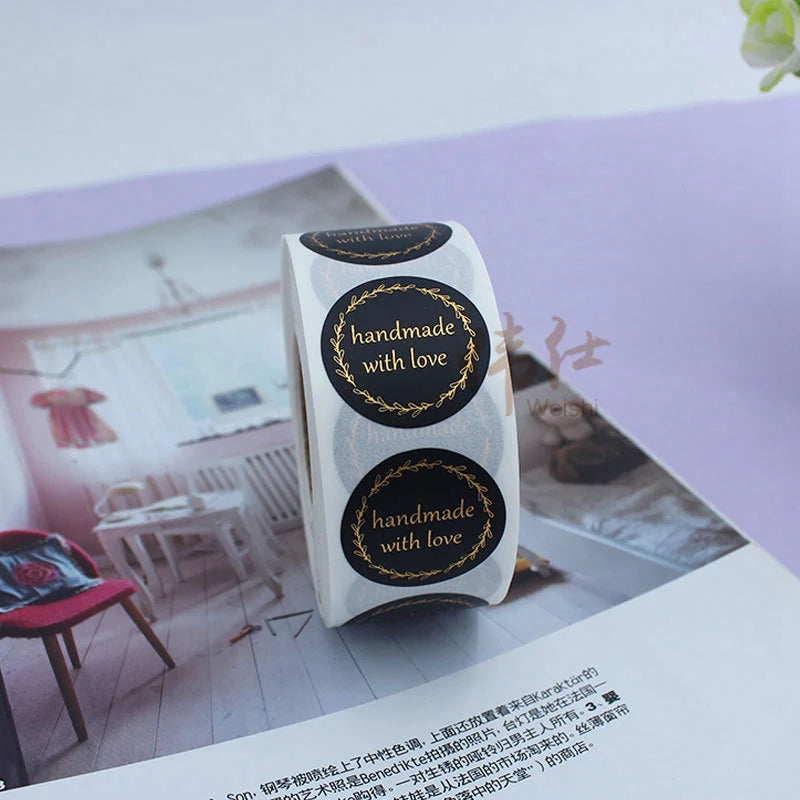 100-500 Flower Thank You Stickers for Small Business Packaging | Handmade Love Labels lifestyle view