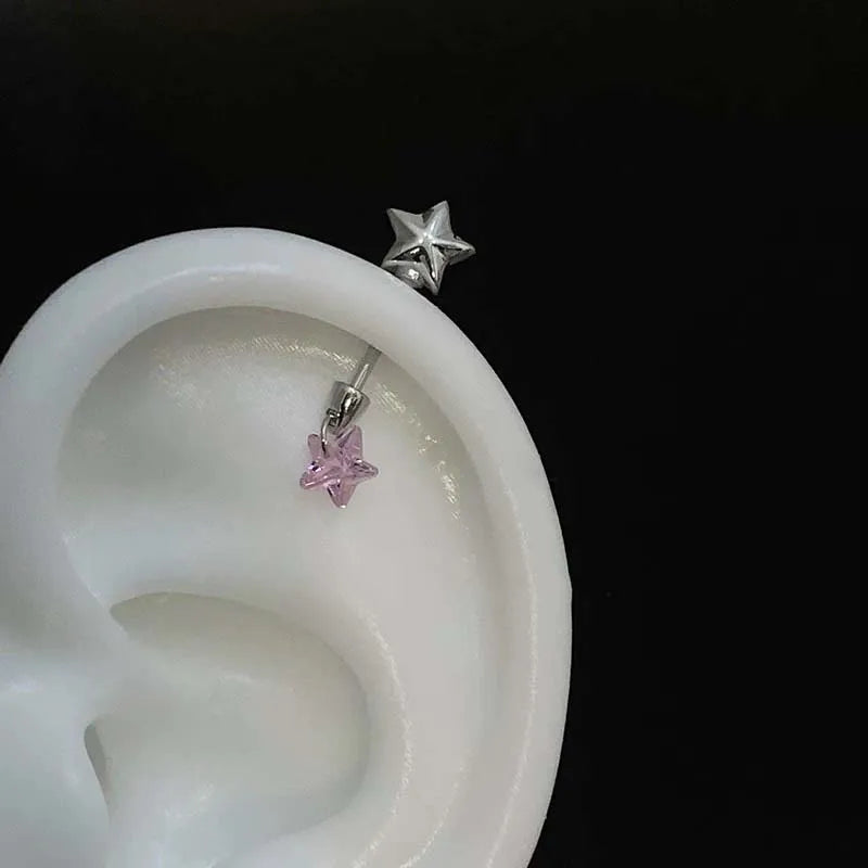 Stainless Steel Crystal Cat Claw Ear Bone Nail for Women Sweet Cute Shiny Zircon Hear lifestyle view