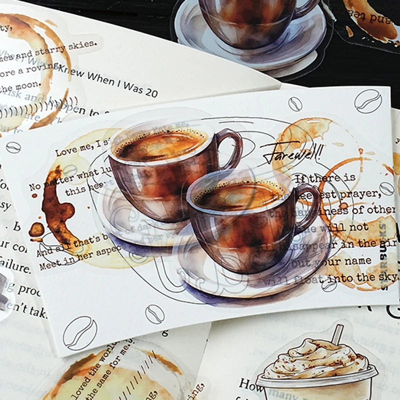 Mr Paper 90 Pieces Coffee Freedom Series PET Waterproof Sticker Pack | Creative Scrap lifestyle view