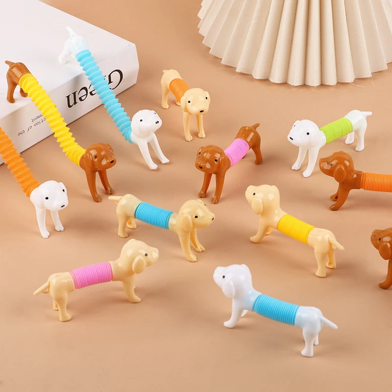 12/24Pcs Colorful Stretchable Dog Stretch Pop Tubes Telescoping Spring Animal Birthda alternate view