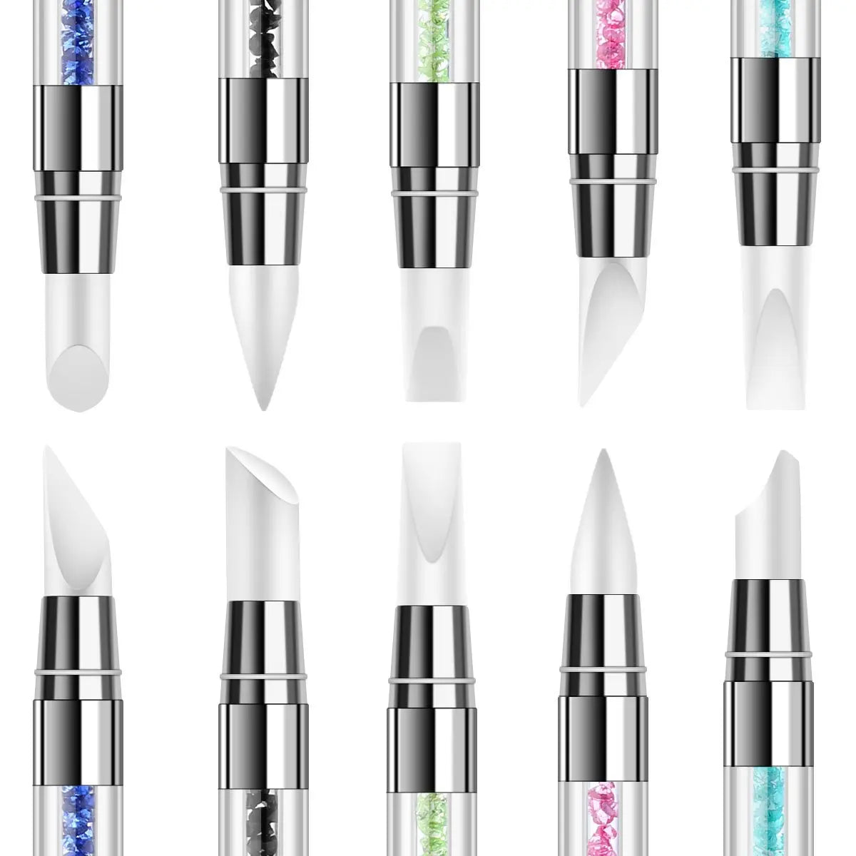 1/5 Pcs Silicone Nail Tools Dual Tipped Nail Art Sculpture Pen Rhinestone Nail Polish lifestyle view