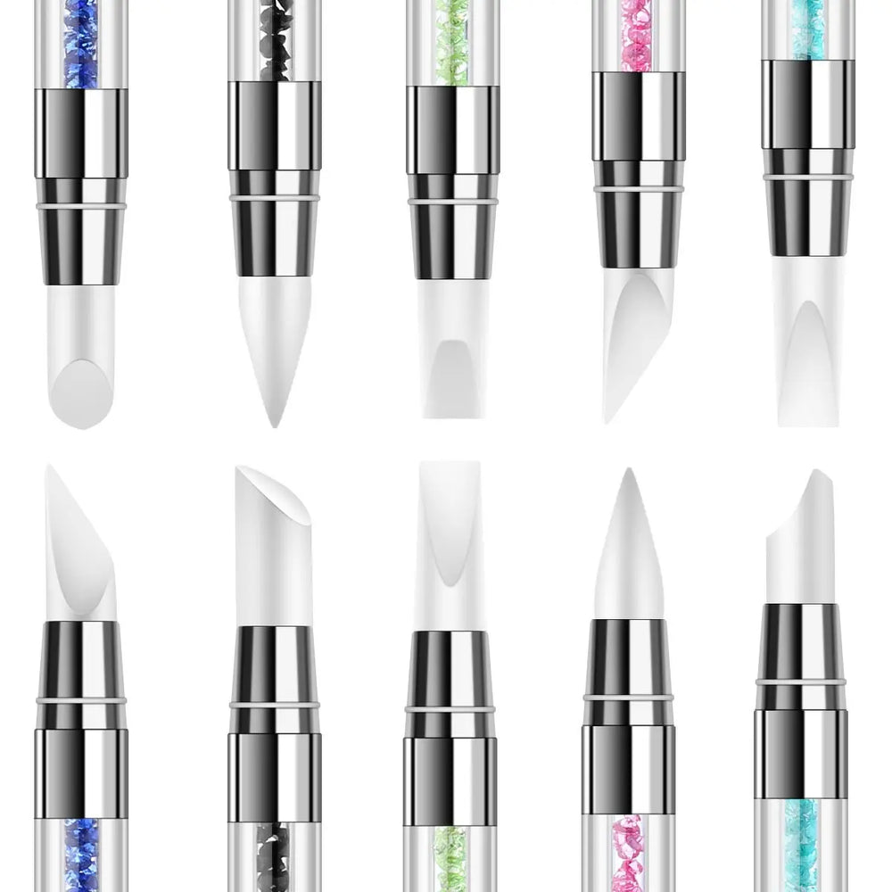 1/5 Pcs Silicone Nail Tools Dual Tipped Nail Art Sculpture Pen Rhinestone Nail Polish lifestyle view