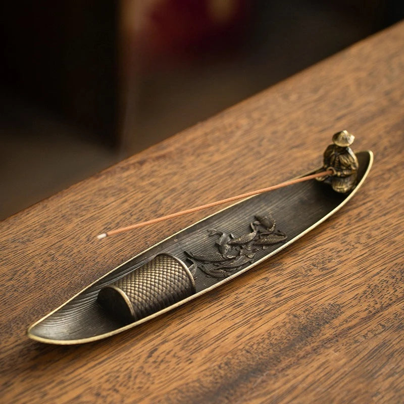 Fisherman Incense Holder | Japanese Style Metal Incense Stick Burner for Home Decor alternate view