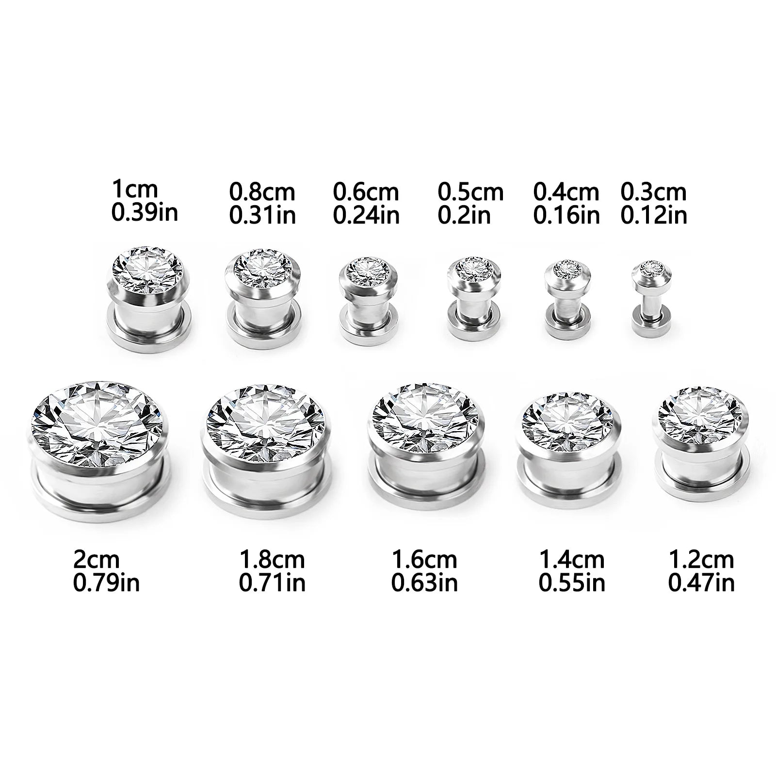 1PC Stainless Steel Geometric Circle Ear Expander - Sparkling Zirconia Body Piercing alternate view