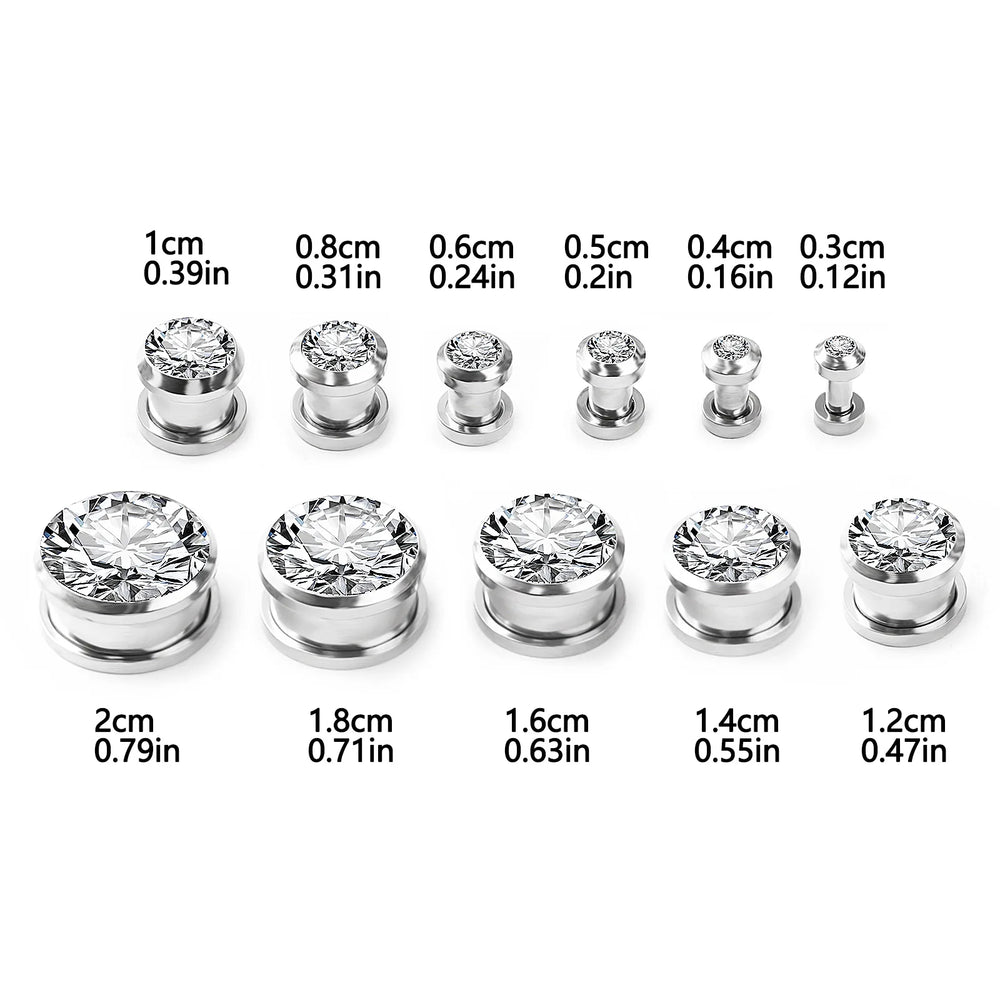 1PC Stainless Steel Geometric Circle Ear Expander - Sparkling Zirconia Body Piercing alternate view