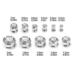 1PC Stainless Steel Geometric Circle Ear Expander - Sparkling Zirconia Body Piercing alternate view