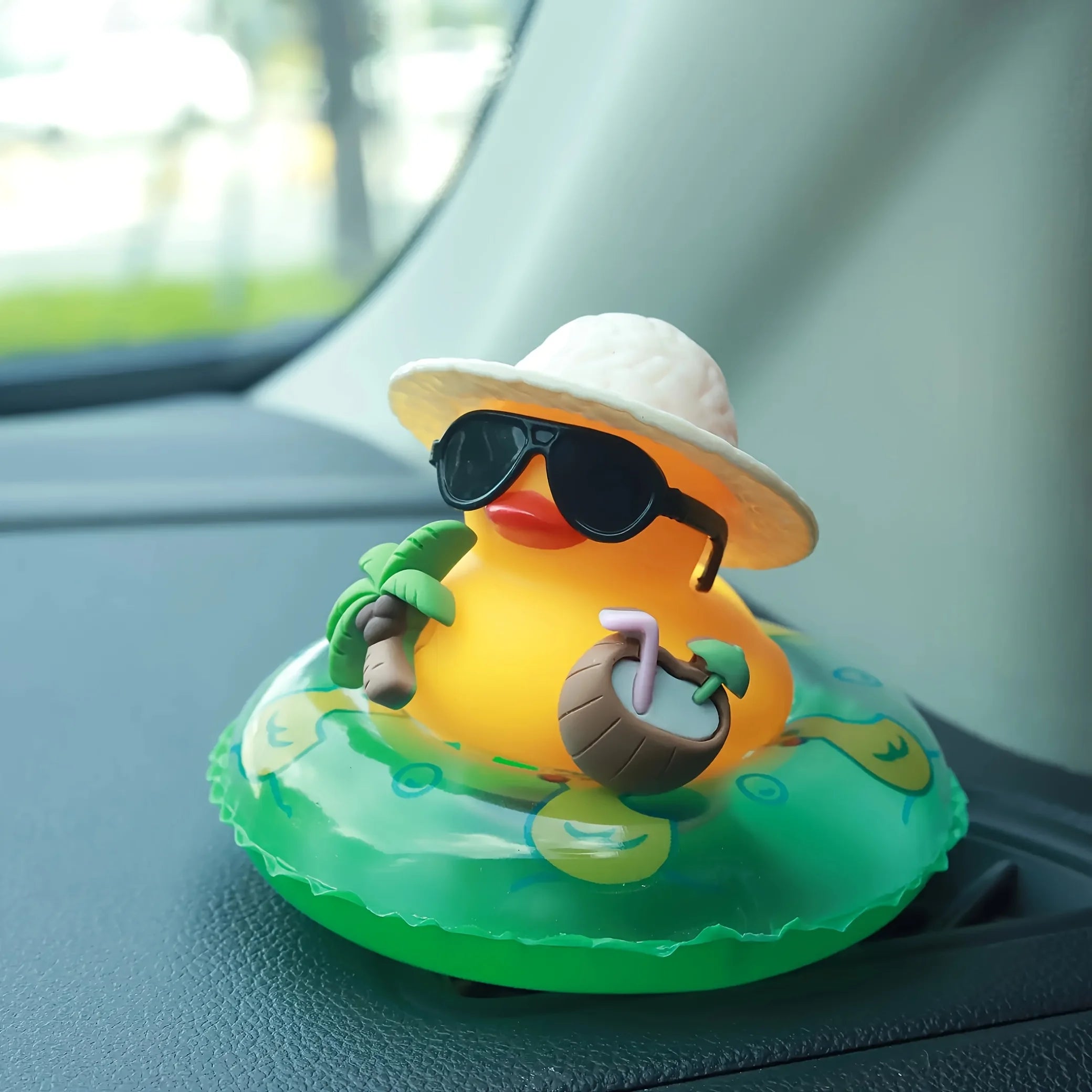 Tropical Rubber Duck Car Ornament with Sunglasses