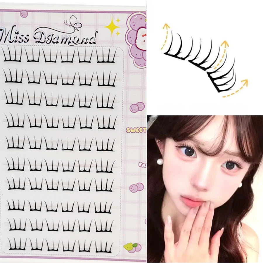 10 Rows Dense Natural False Eyelashes Segmented Glue-free Eyelash Extension | Lightly alternate view