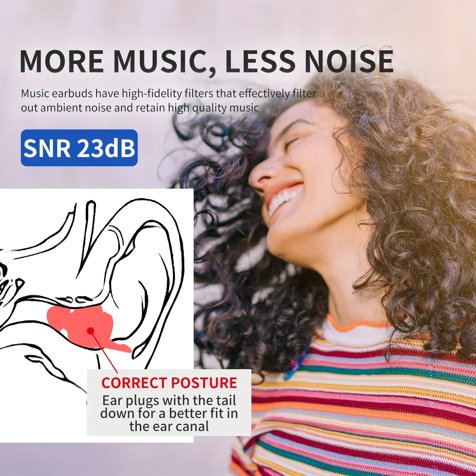 Ear Plugs High Fidelity Concert - Ear Protection for Concerts, Musicians Reusable/Hypoal detail view