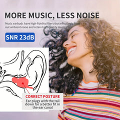 Ear Plugs High Fidelity Concert - Ear Protection for Concerts, Musicians Reusable/Hypoal detail view