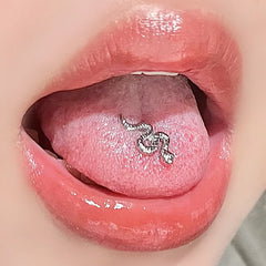 Small snake-shaped earrings, nose studs, titanium steel tongue studs, lip studs,flat-bot detail view