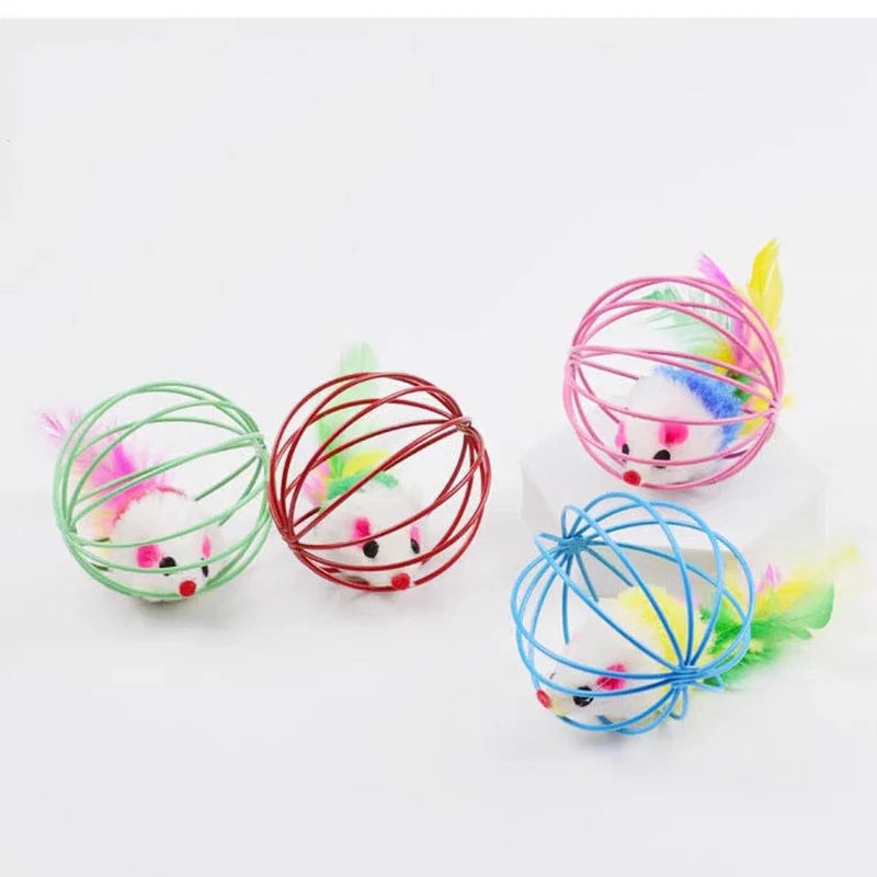 Popular Colorful Mouse in Cage Cat Toy Within Sand Interactive Chase Cat Mouse Toy alternate view