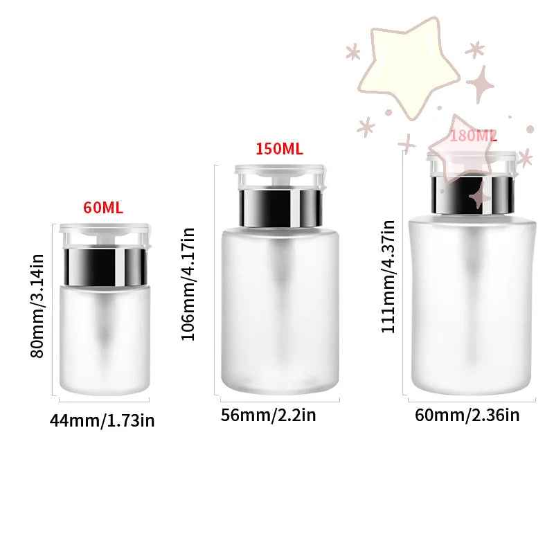60/150/180/250ml Empty Pump Dispenser UV Gel Polish Clean Remover Bottle additional angle