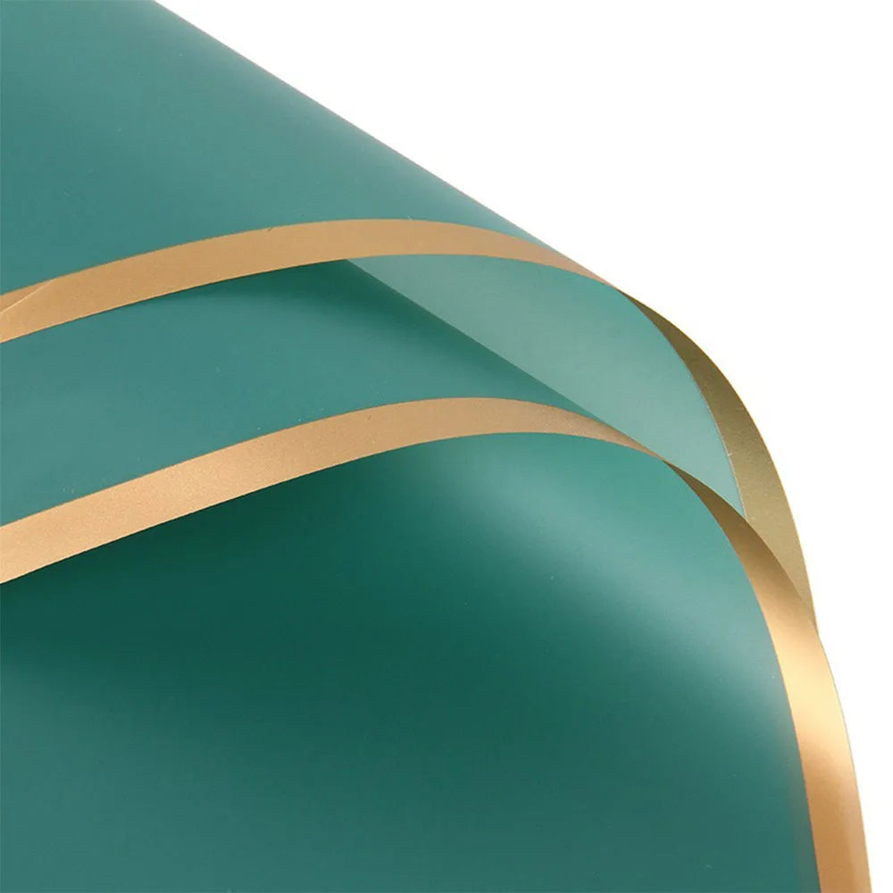 10 Sheet Half Transparent Flower Wrap Paper Golden Border Waterproof Bouquet Wrappi additional angle
