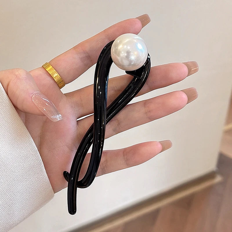 Pearls Hair Pins New Twist Hair Clip Plastic Acrylic Bead Imitation Pearl Hairpin Twisted Design Women Hair Accessories Gift