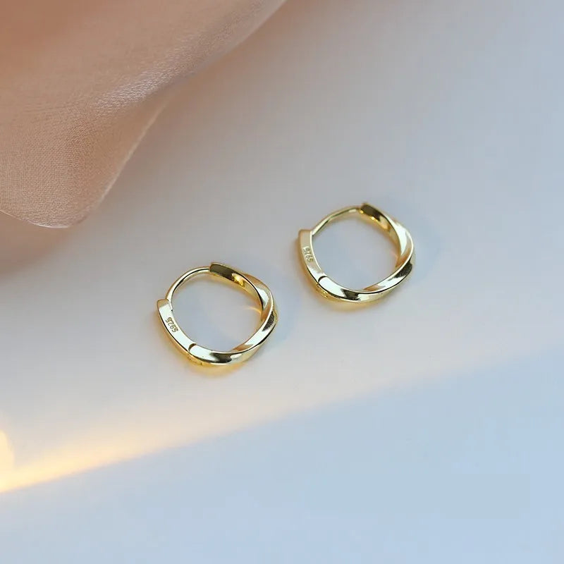 Silver Hoop Earrings | Trendy Distorted Round Earrings for Women alternate view