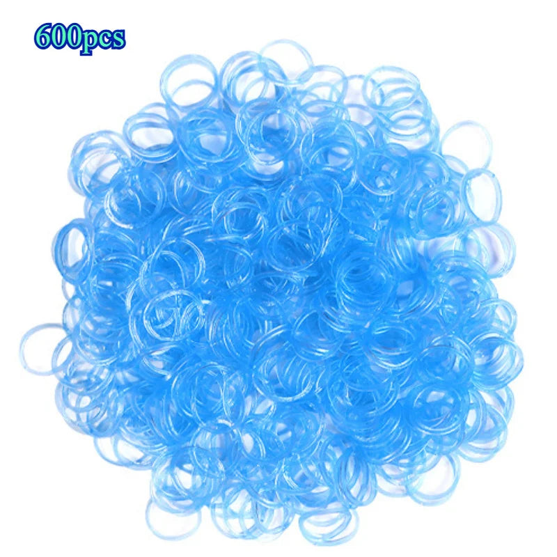 600pcs Colorful Loom Band DIY Bracelet Luminous Transparent Rubber Band Rainbow Circle close-up view