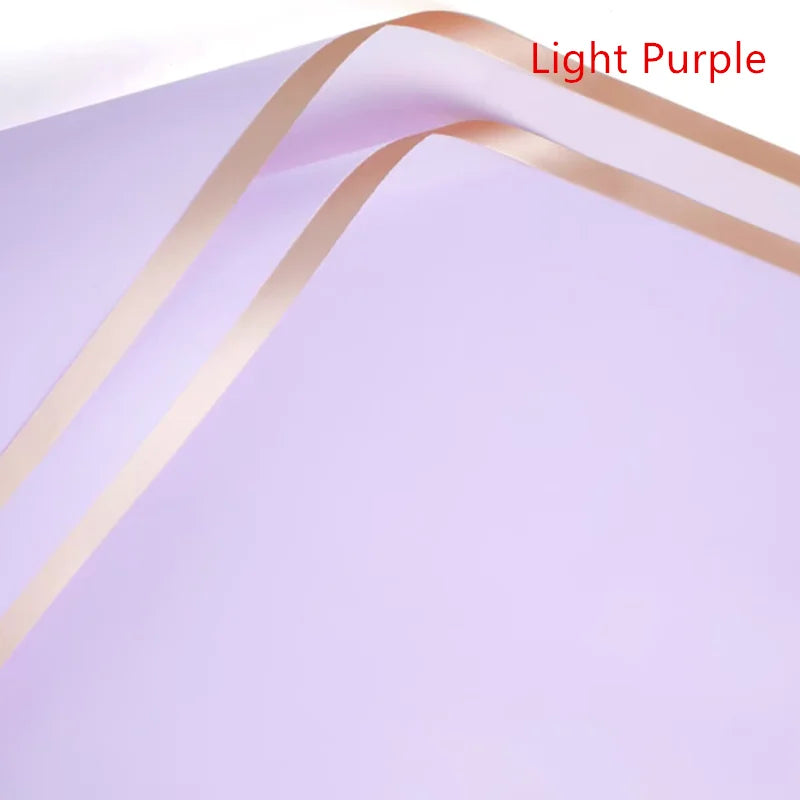 5pcs Flower Wrapping Paper with Golden Border | Korean Style Half Transparent Gift Pac close-up view