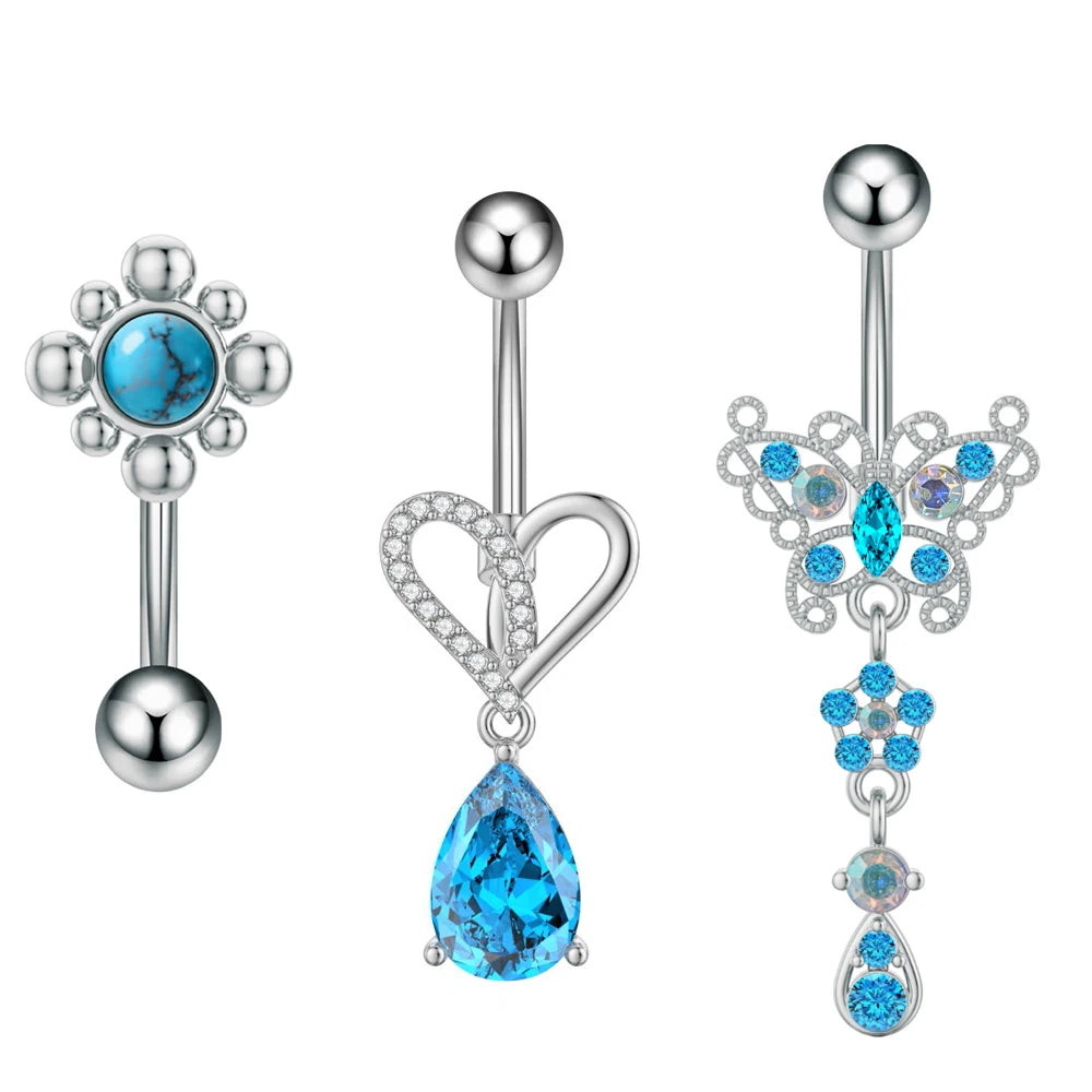 Belly Button Piercings Set Dangled Curved Navel Piercing Ombligo Pack Belly Rings Jew lifestyle view