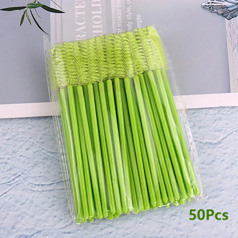 Disposable Eyelash Brushes 50 Pack | Mascara Wands Applicator Spoolies for Lash Extensio detail view