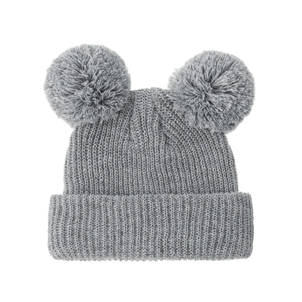 0-12M Solid Knitted Cute Pom Pom Cap | Newborn Baby Turban Hat alternate view
