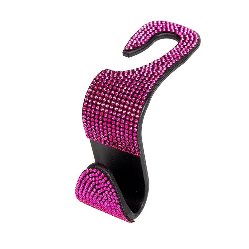 Rhinestone Decor Car Seat Back Hook Hanger Universal Bling Diamond Vehicle Auto Hea additional angle