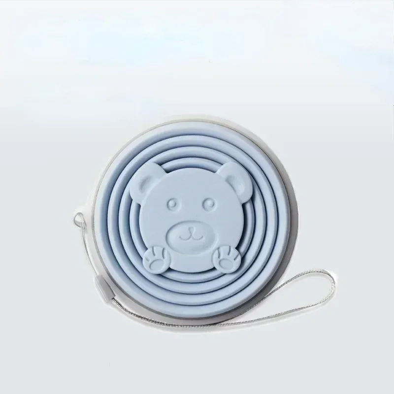 180ml Outdoor Silicone Folding Cup Travel Casual Mug Cartoon Bear Collapsible Reusable close-up view