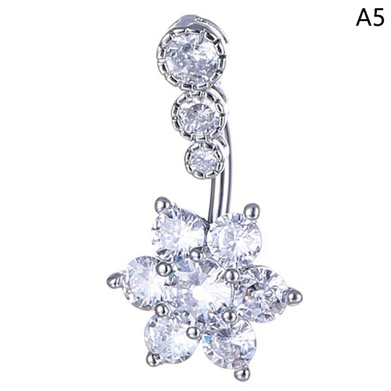 Crystal Belly Button Ring Animal Shape Belly Piercing Stainless Steel Navel Curved additional angle